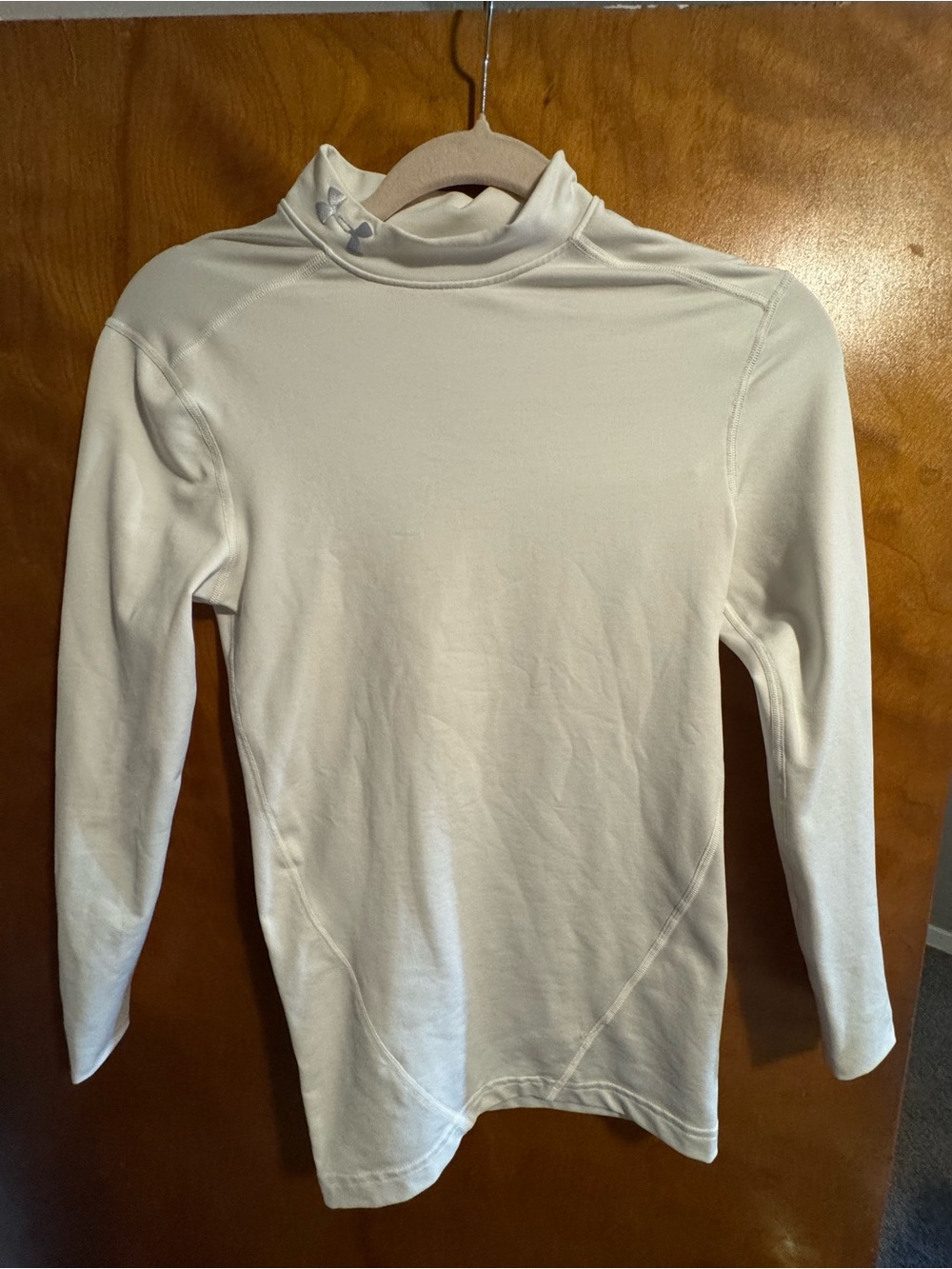 Under Armour White Mock Neck Long Sleeve Compression Top ColdGear Small